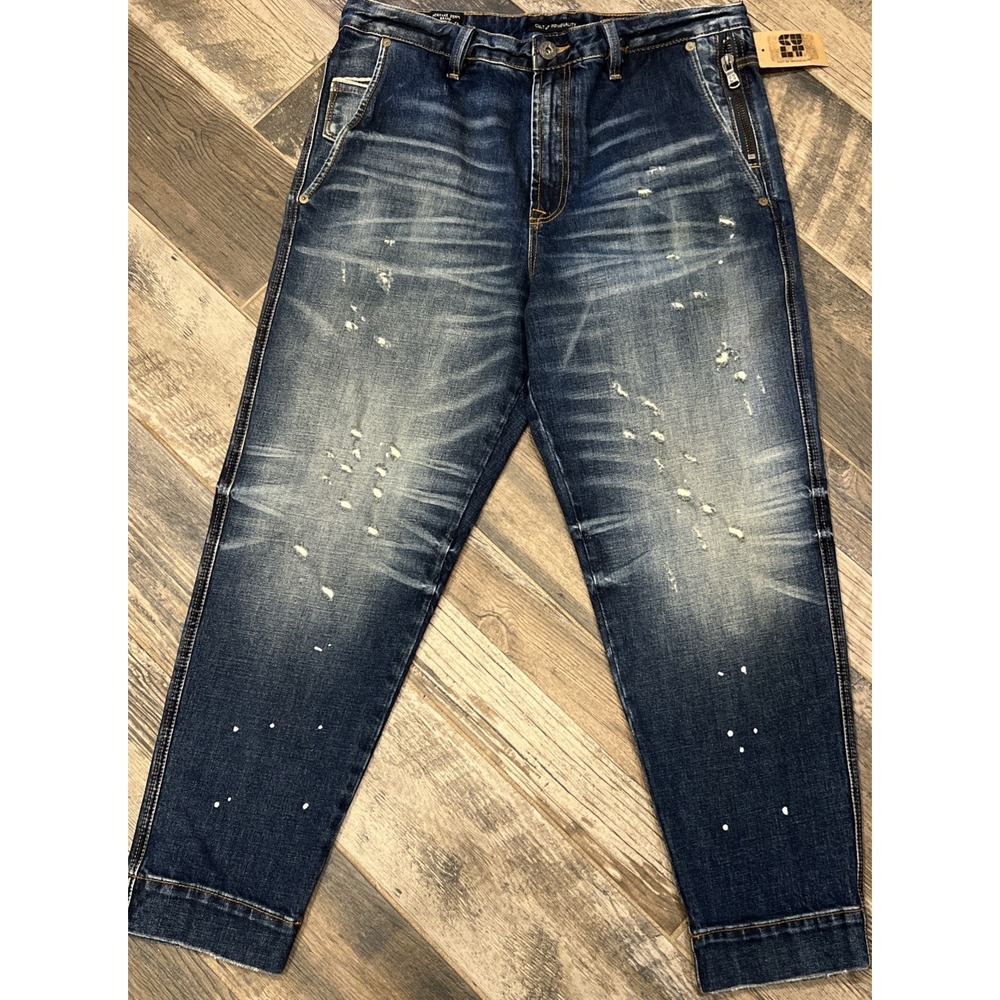 New $198 CULT OF INDIVIDUALITY JEANS‎ BRAHMA TROUSER Zephyr Distressed 34x28
